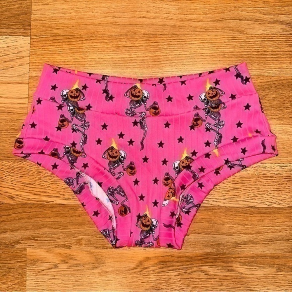 Hot Pink Skeleton/pumpkin Low Rise Booty size M underwear handmade new